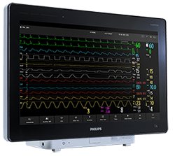 MX750 patient monitor, front, angled right