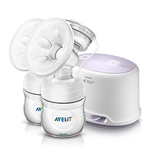 Sähkökäyttöinen Philips Avent Comfort Double ‑rintapumppu ja Philips Avent ‑tutit