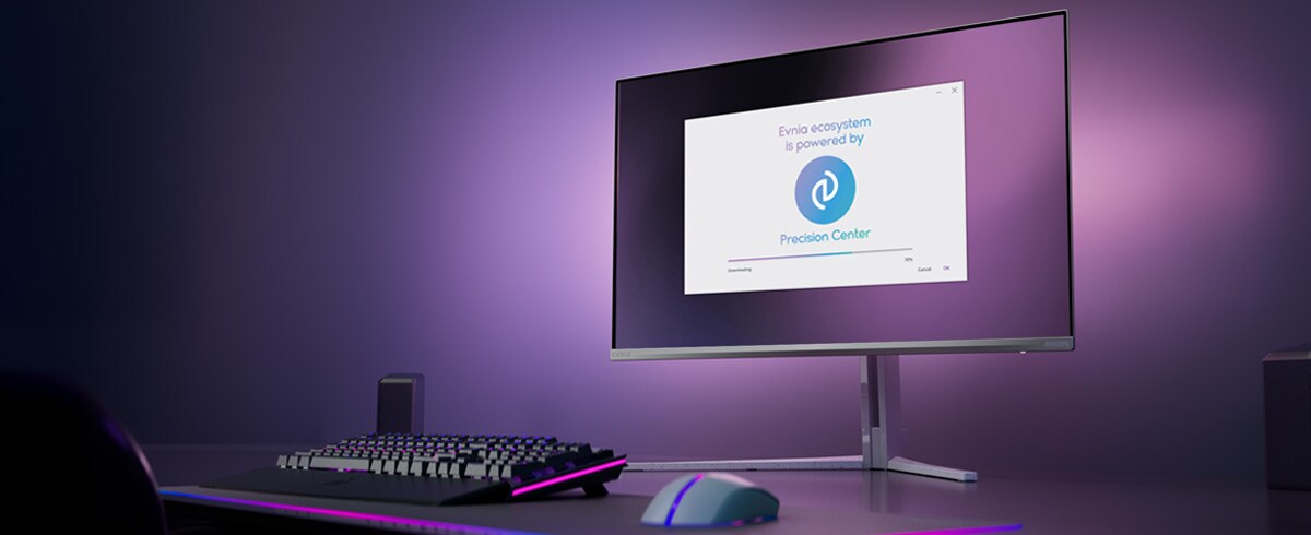Philips Evnia -näyttö asennettu Precision Centeriä varten