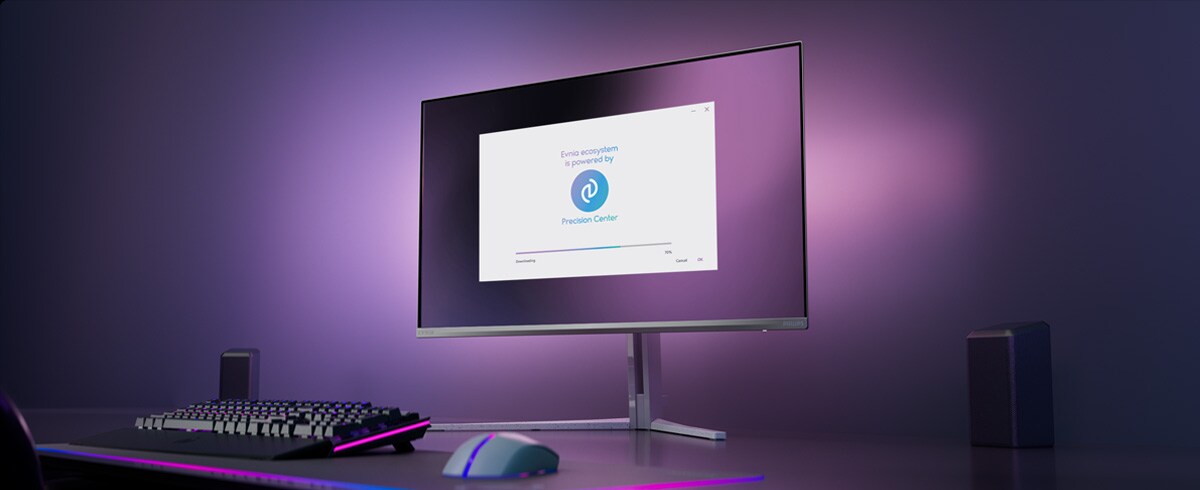 Philips Evnia -näyttö asennettu Precision Centeriä varten